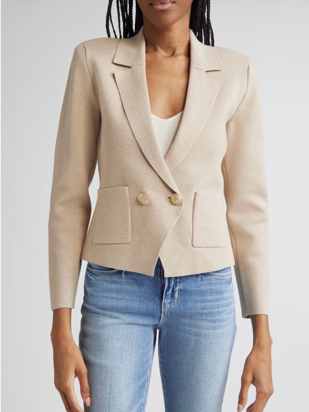 L’agence $395 Sofia Metallic Knit Blazer